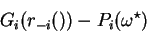 \begin{displaymath}G_i(r_{-i}()) - P_i(\omega^{\star}) \end{displaymath}