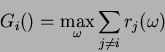 \begin{displaymath}G_i() = \max_{\omega}\sum_{j \neq i}r_j(\omega)\end{displaymath}