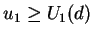 $u_1 \geq U_1(d)$