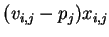$(v_{i,j}-p_j)x_{i,j}$