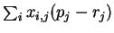 $\sum_i x_{i,j} (p_j-r_j)$