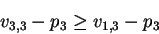 \begin{displaymath}v_{3,3} - p_3 \geq v_{1,3} - p_3 \end{displaymath}