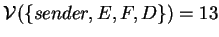 $\mathcal{V}(\{sender,E,F,D\})=13$