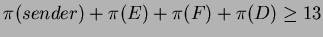 $\pi(sender)+\pi(E)+\pi(F)+\pi(D) \ge 13$