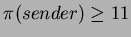 $\pi(sender)\ge11$