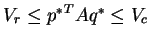 $V_r \leq {p^*}^TAq^* \leq V_c$