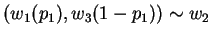 $(w_1(p_1),w_3(1-p_1)) \sim w_2$