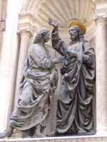 p6120020 Cristo and San Tommaso (Orsanmichele church), Christ and Doubting Thomas, 1467-1483 Orsanmichele, Florence, Andrea del Verrocchio, 1435-1488.