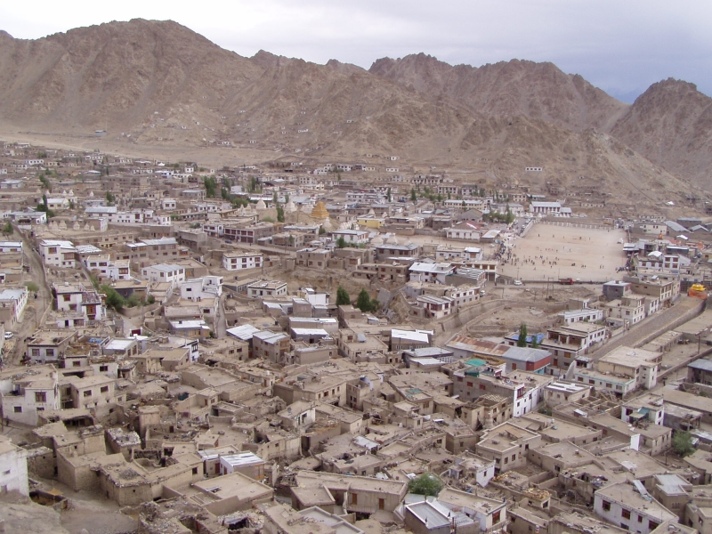 p6270010 View of Leh from the palace. See the school football ground
