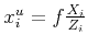 $ x^u_i = f\frac{X_i}{Z_i}$