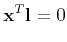 $\displaystyle {\bf x}^T {\bf l} = 0
$